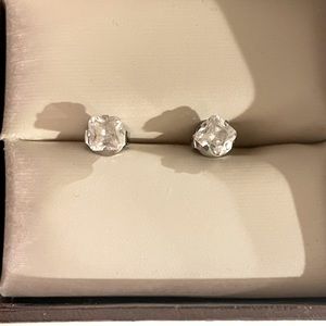 Diamond Solitaire Stud Earrings 1/6 ct tw Sterling Silver
